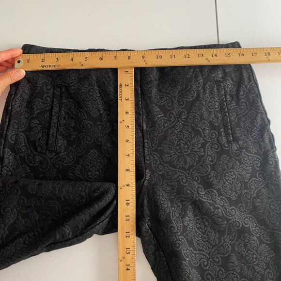 Chicos So Slimming Juliet Flocked Pants Size 2 US 12 Large Black Ankle Pull On - Picture 9 of 11